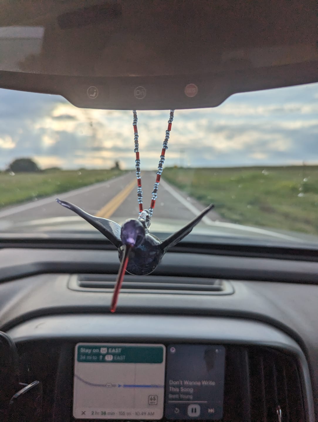 Customer photo review of Purple Dichroic Twist Glass Hummingbird with Infused Ash