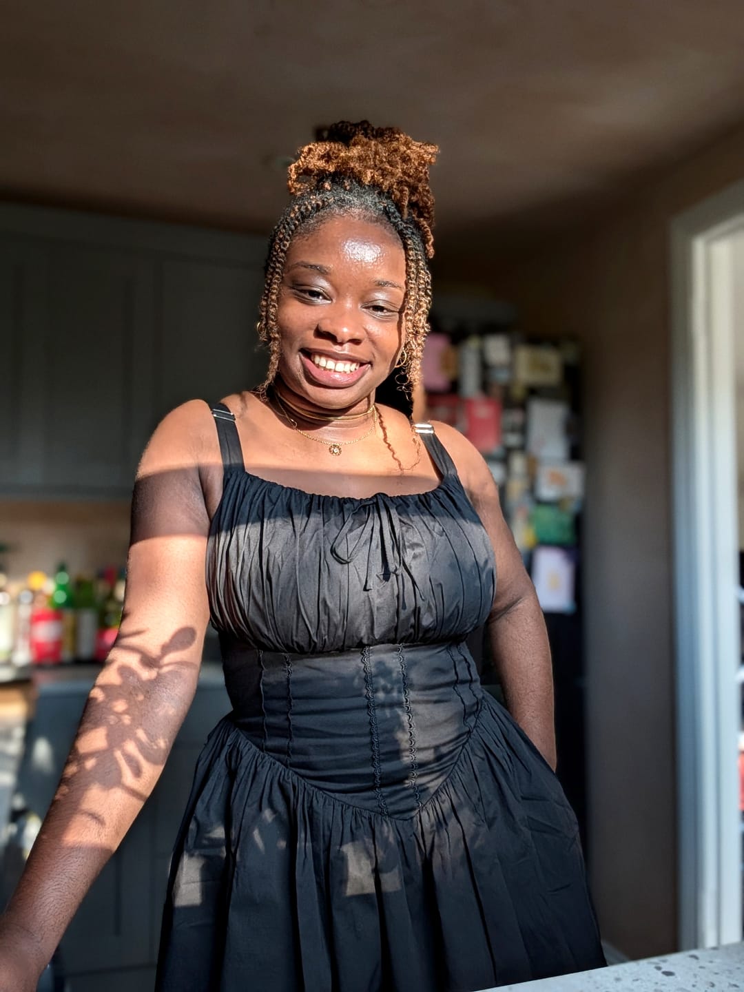 Customer photo review of 'Camille' Black Fuller Bust Mini Cotton Sundress