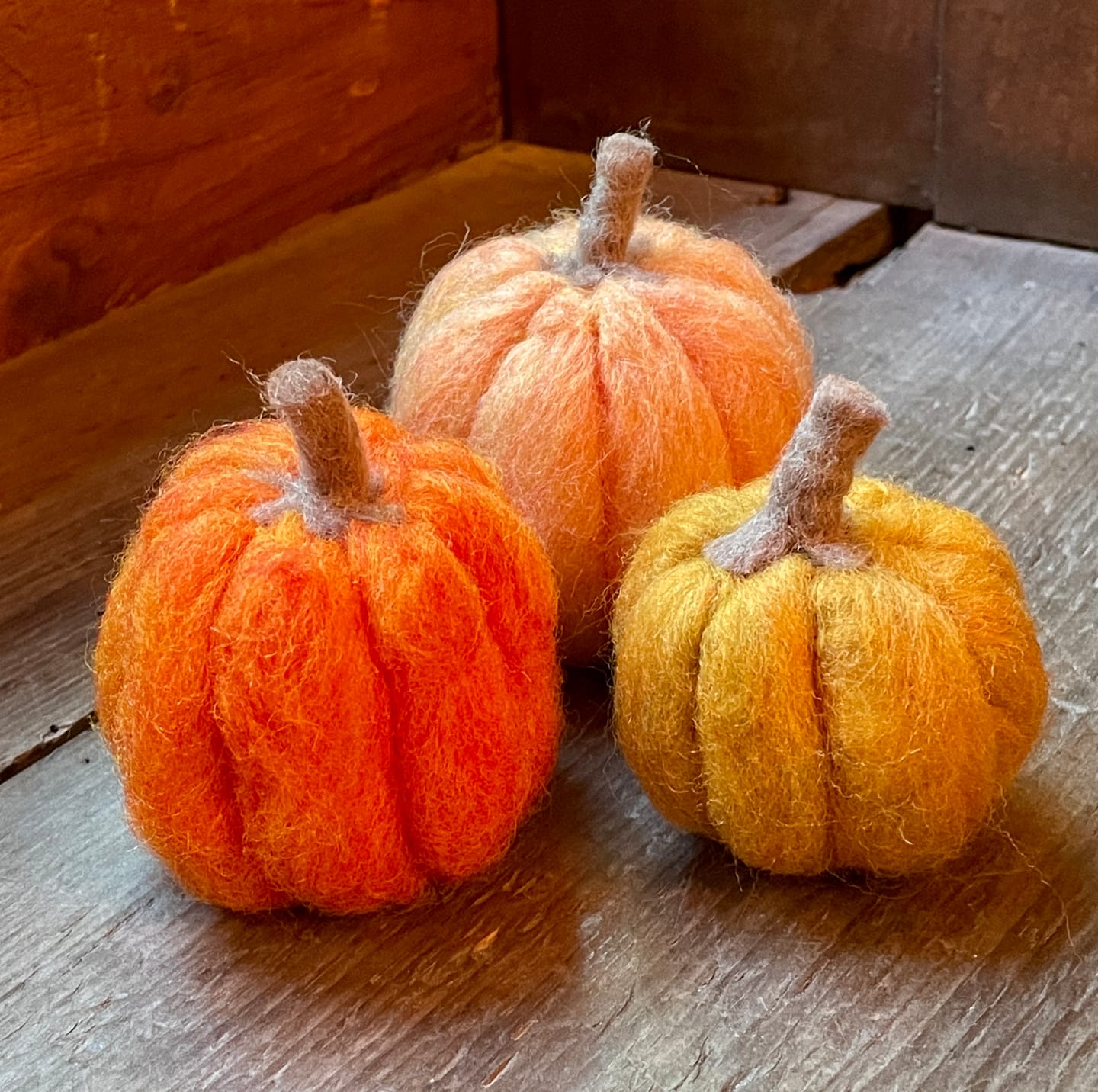 Customer photo review of Pumpkin Trio Mini Needle Felting Kit