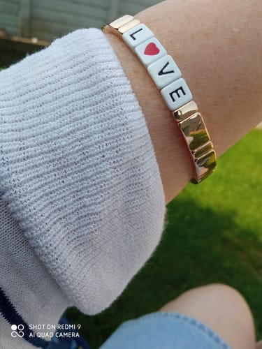 Customer photo review of L❤️VE Enamel Tile Beads, Colorblock Stretch Bracelets, Enamel Tile Bracelets