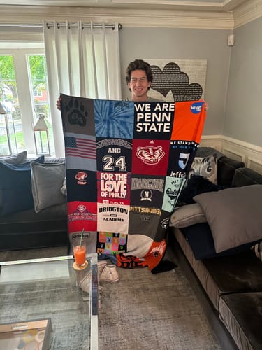 T-shirt quilt from penn state university, bridgton academy by April from PA