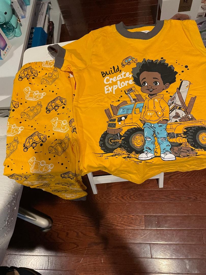 Customer photo review of Build, Create and Explore Boys 2 pc Pajama set  size 2T -14