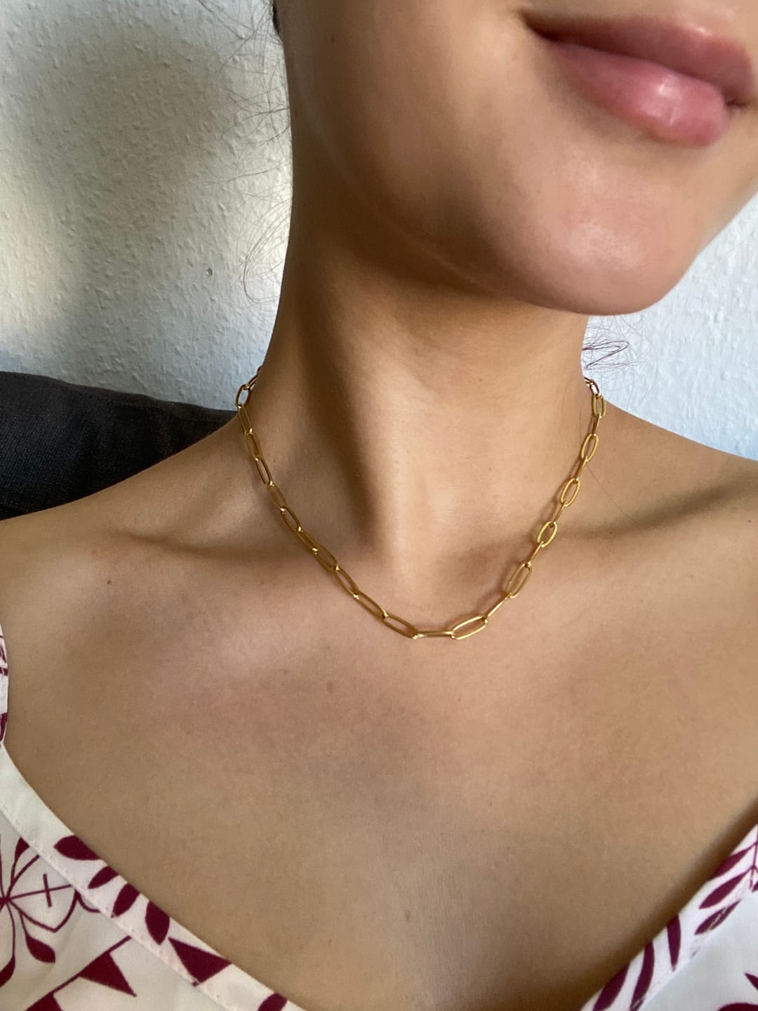 Customer photo review of Paperclip Gold Necklace