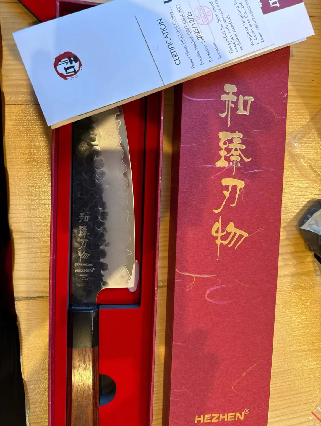 Customer photo review of HEZHEN 8.5" Shizen Series Santoku