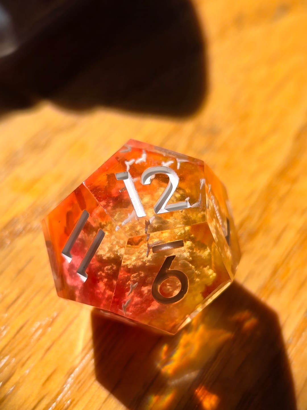 Customer photo review of Inner-dice Handmade Sharp Edge Resin Dice Set -Sunsets-