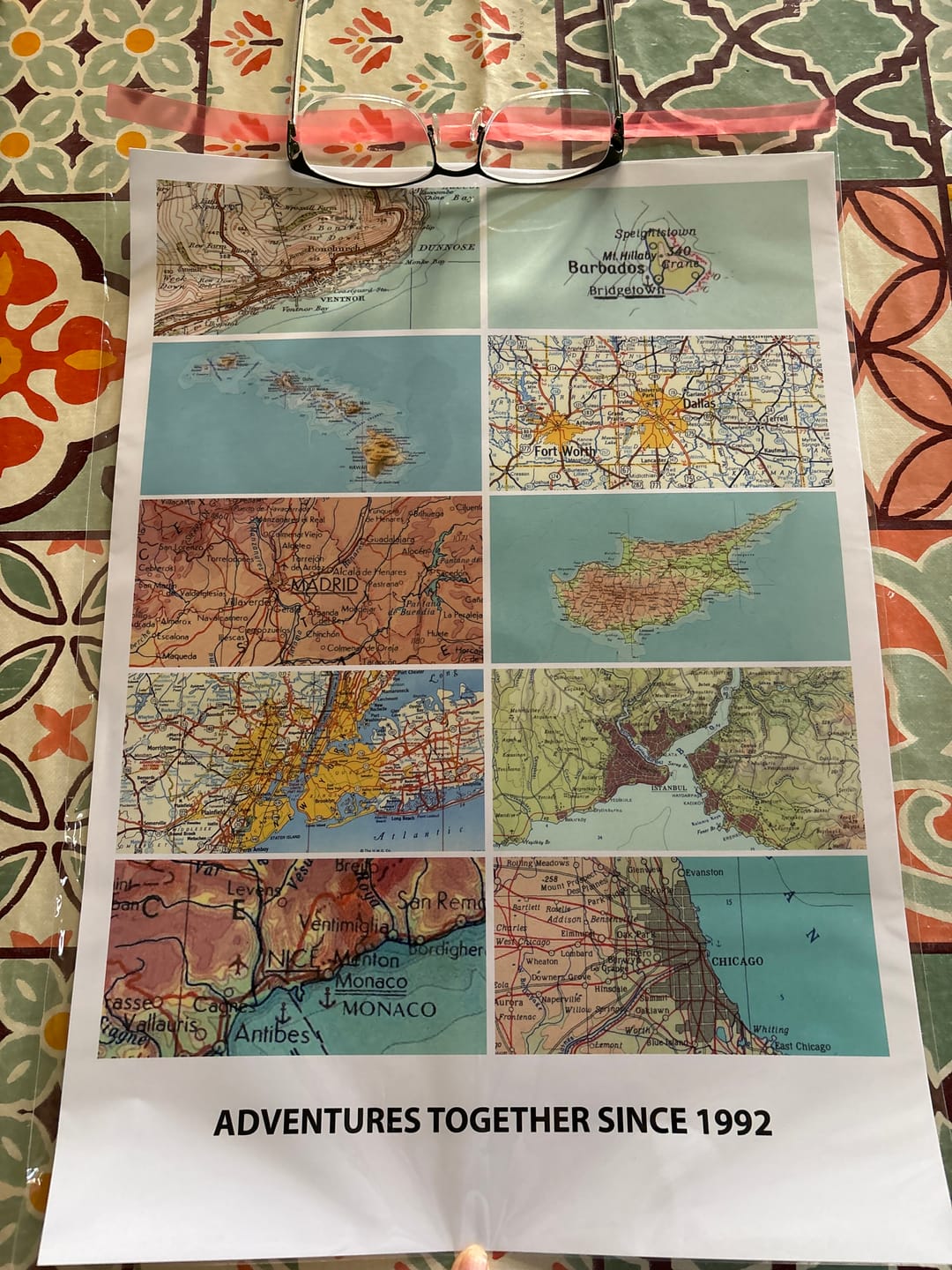 Customer photo review of Personalised Travel Map Print (Square Modern)