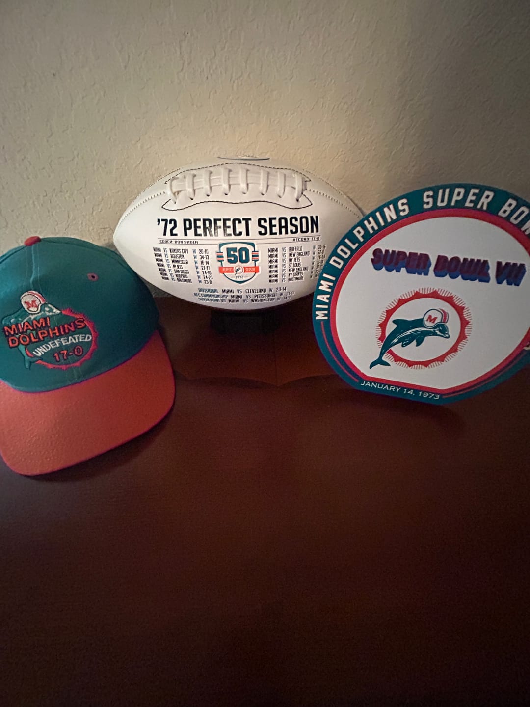 Customer photo review of Miami Dolphins Super Bowl VII "Double Play" On the Shelf or on the Wall Art