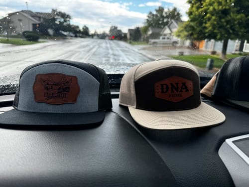 Customer photo review of Flat Bill Seven-Panel Leather Patch Hat - Richardson 168