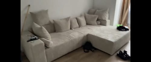 Customer photo review of Canapea extensibilă dumonde cu ladă de depozitare si sezut confortabil din spuma HR, Marbela Bej XXL 295x100 cm cu taburet inclus