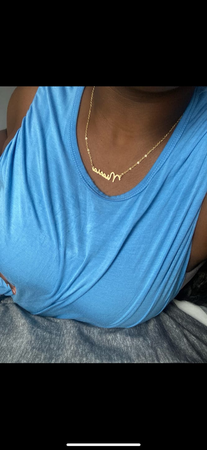 Customer photo review of Script Name Necklace