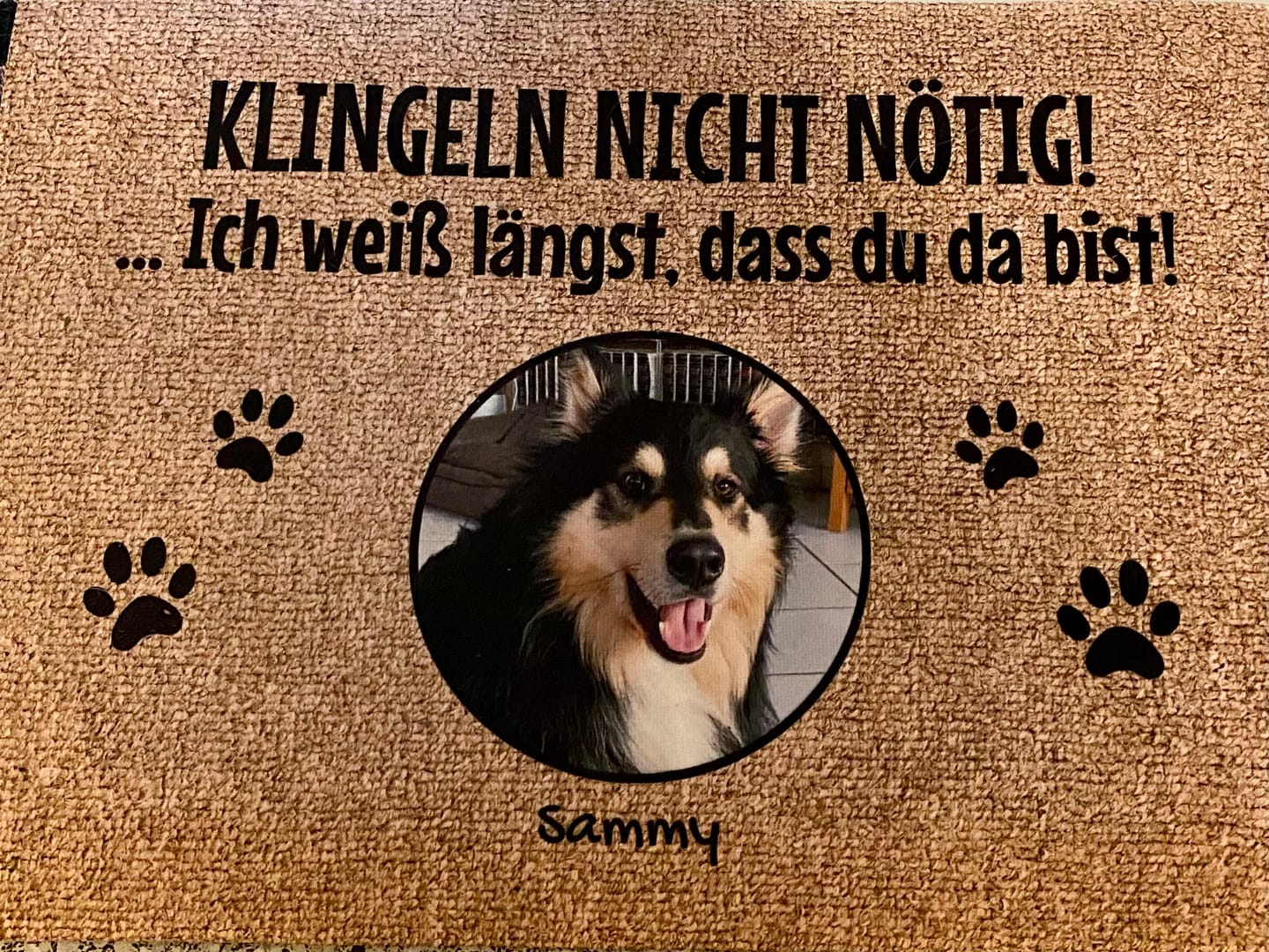 Customer photo review of Klingeln nicht nötig mit Foto - individuelle Fußmatte