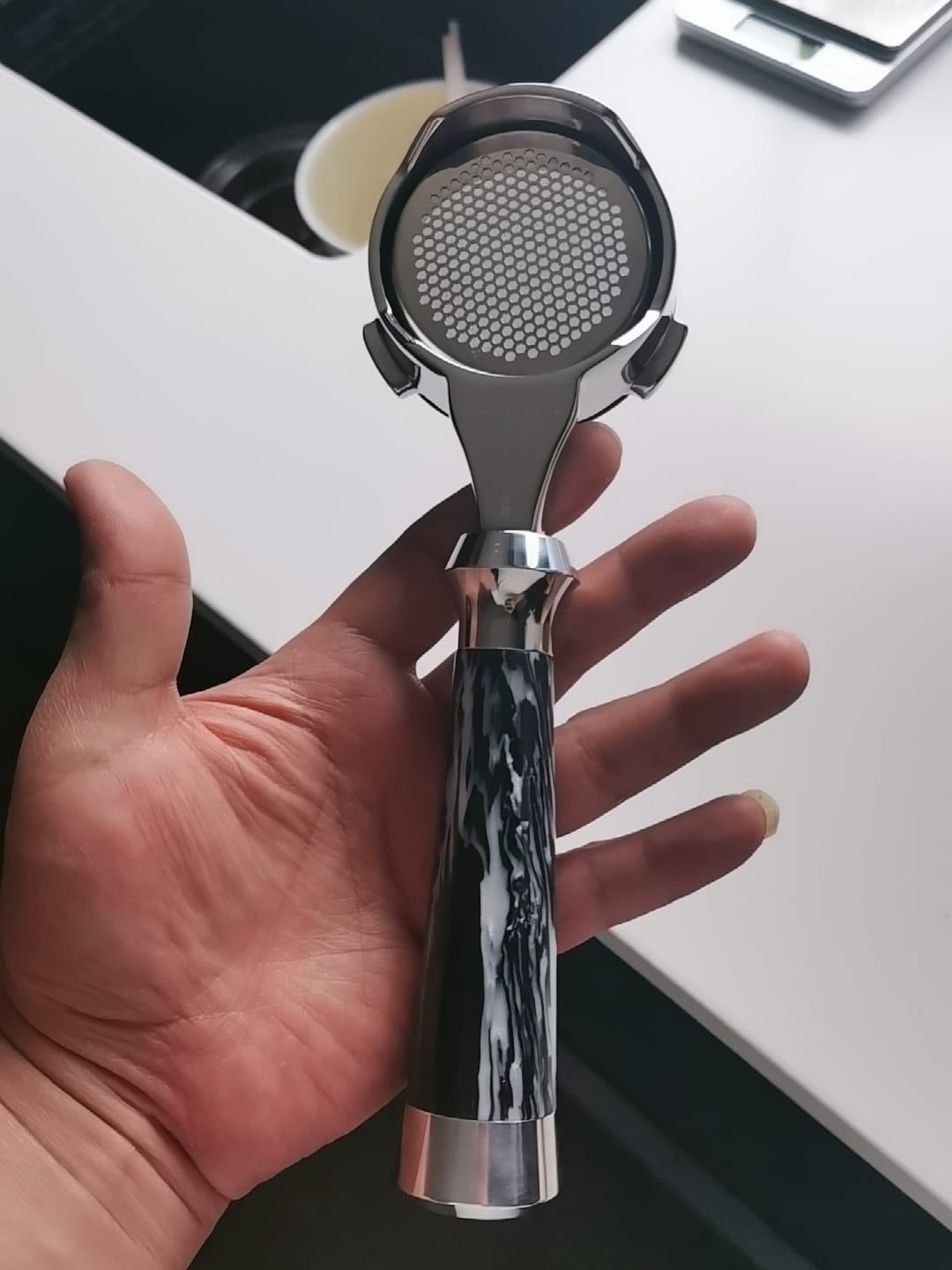 Customer photo review of Italian Handle Bottomless Portafilter 51/54/58mm - MUVNA
