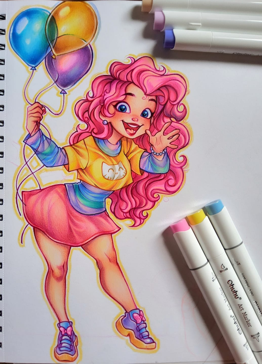 Customer photo review of Ohuhu Spiral-Bound Mix Media Pad for Multiple Techniques