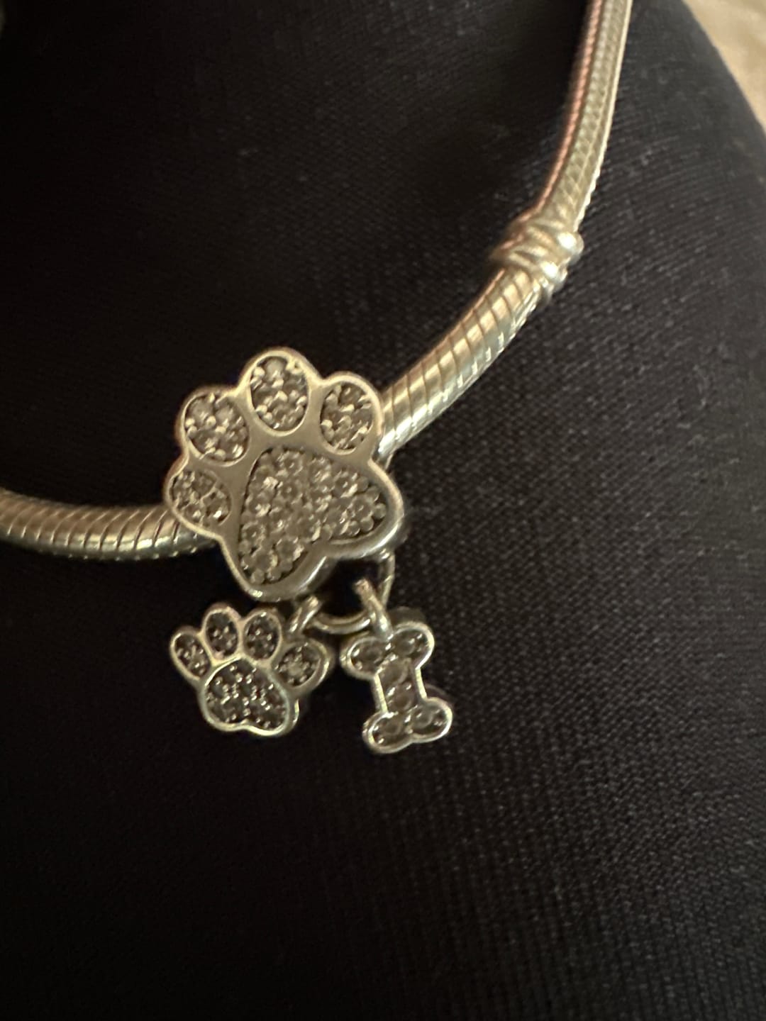 Customer photo review of Charm Huellas de Perrito & Hueso Diamantado