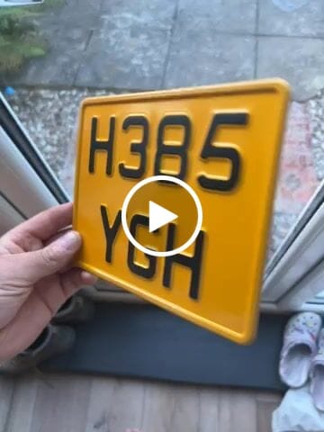 Customer video review of Yellow Metal Pressed 7.5 × 6 Motorbike Number Plate