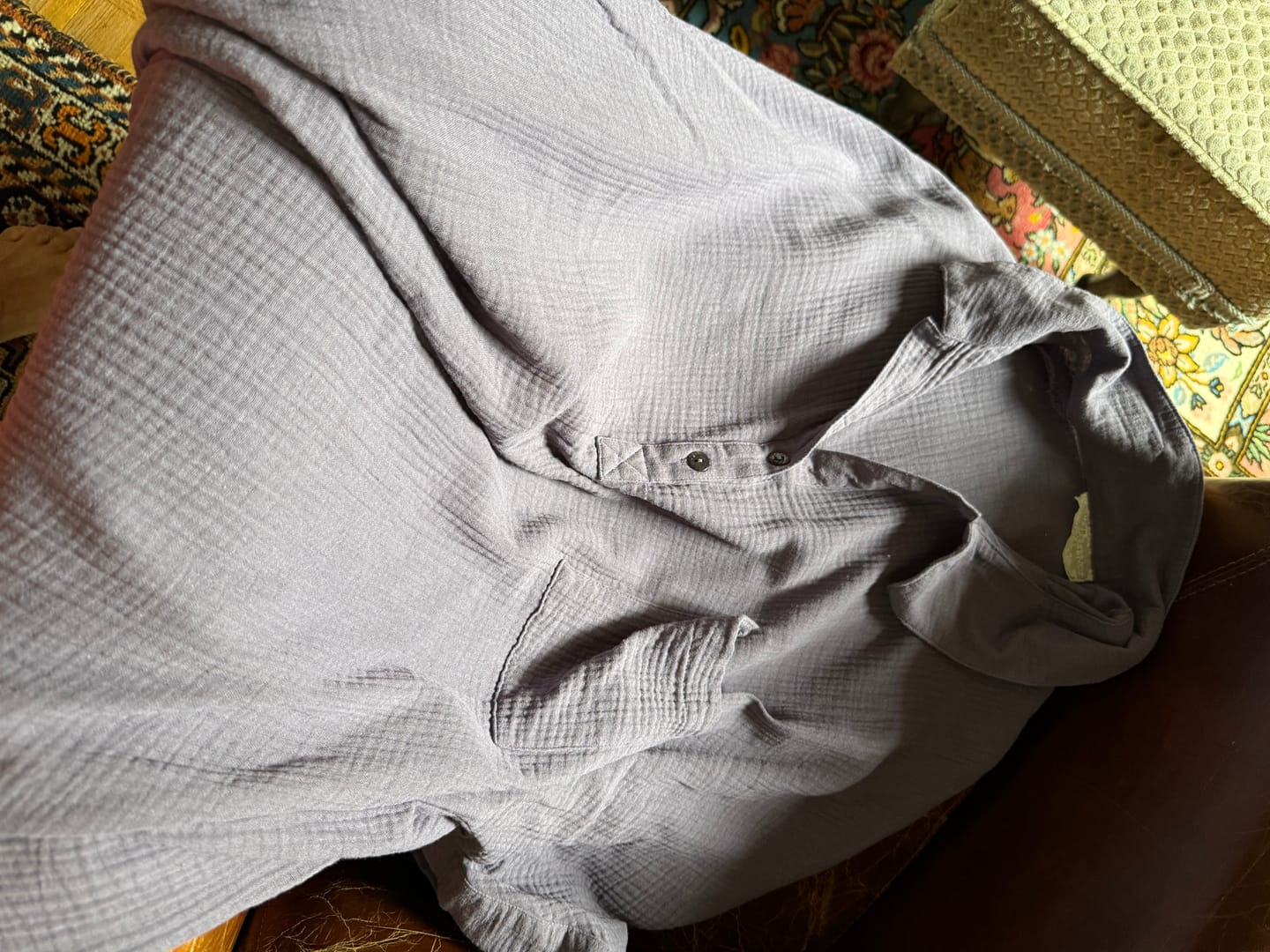 Customer photo review of Robe Lucette double gaze de coton prune
