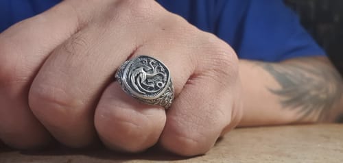 Customer photo review of Targaryen Dragon Signet Ring