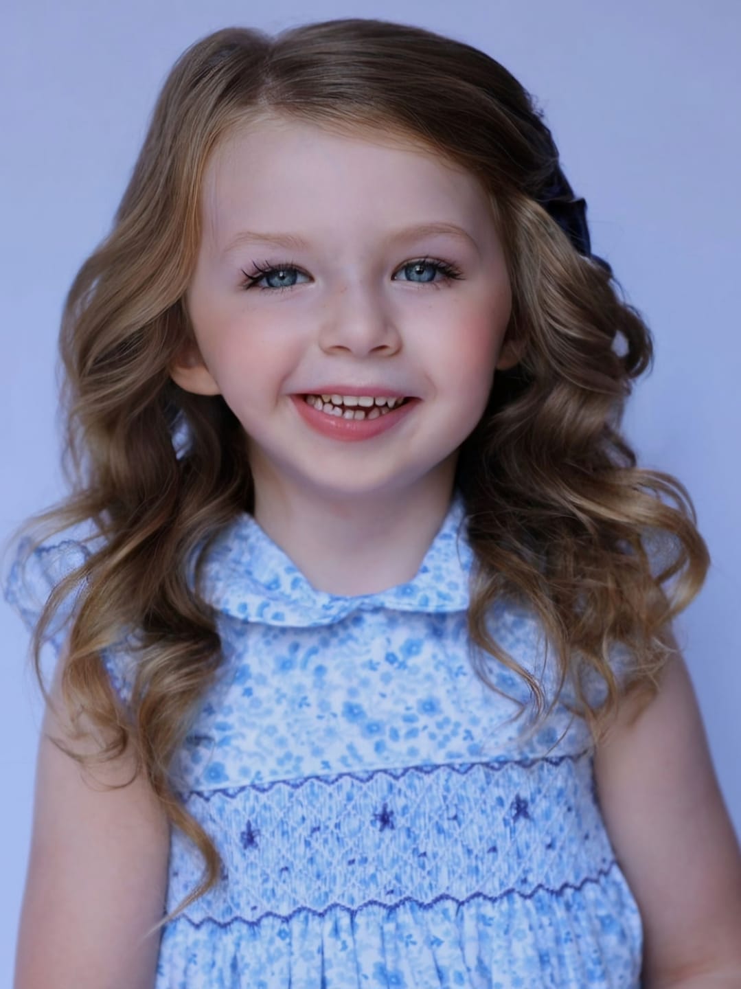 Customer photo review of Blue Floral Geo Smocked Collared Dress