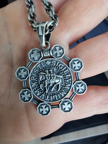 Customer photo review of Knights Templar Pendant with All Templar Crosses, Medieval Religious Jewelry