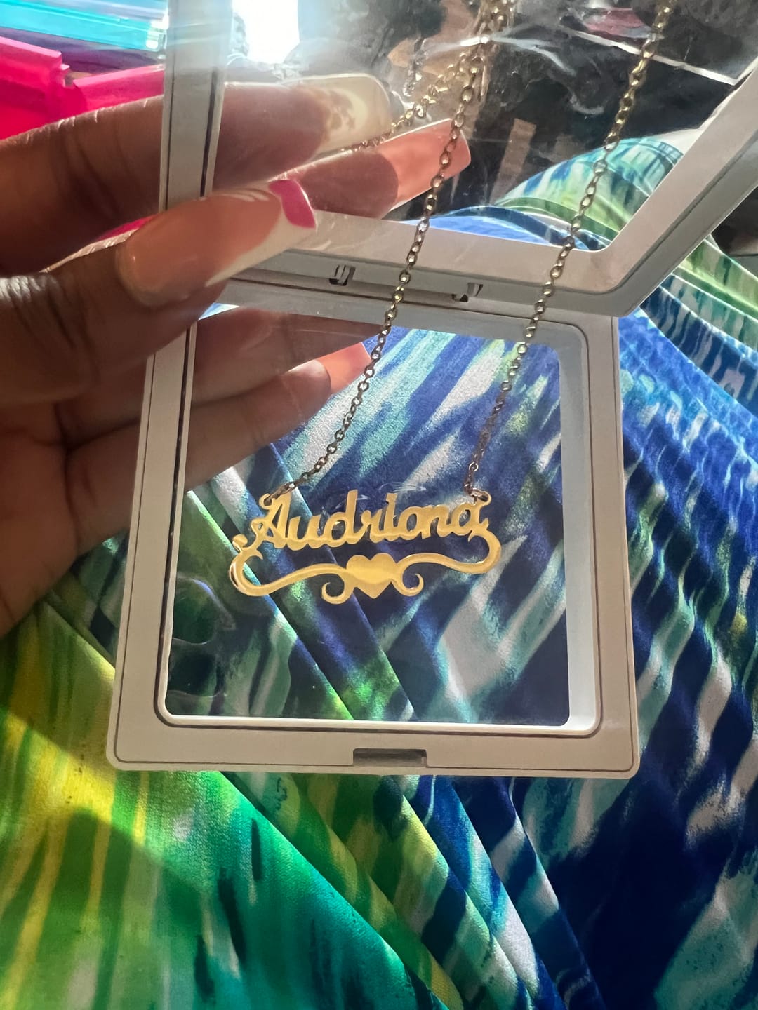 Customer photo review of Kids Love Heart Name Necklace