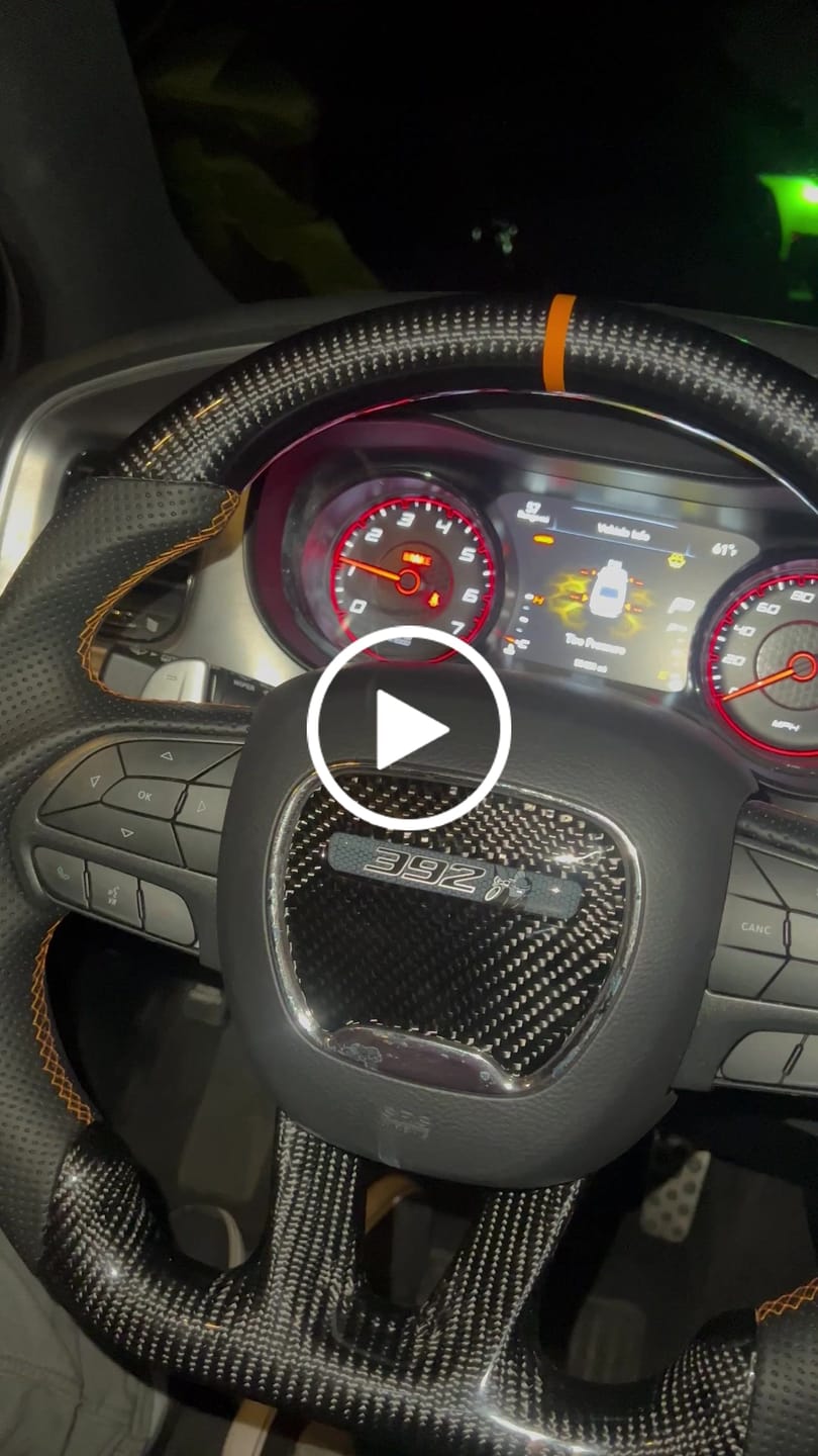 Customer video review of Dodge Challenger/Charger/Durango 2015-2023 Carbon Fiber Steering Wheel Airbag Center Overlay
