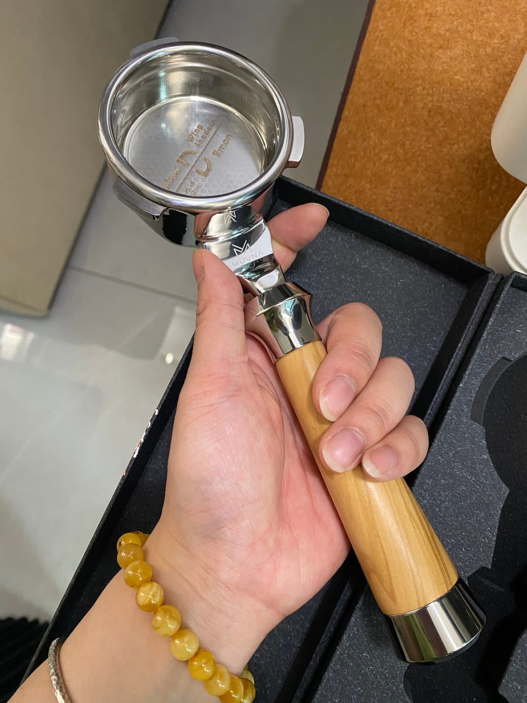 Customer photo review of Italian Handle Bottomless Portafilter 51/54/58mm - MUVNA