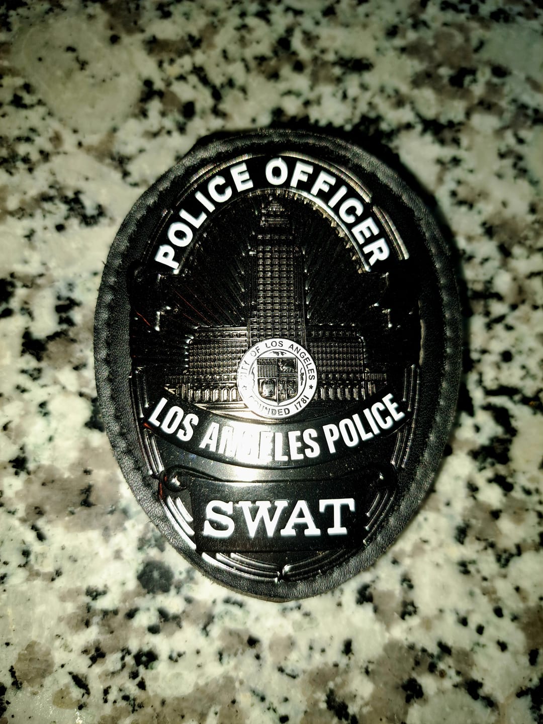 Customer photo review of LAPD Los Angeles Police SWAT Badge Solid Copper Replica Movie Props