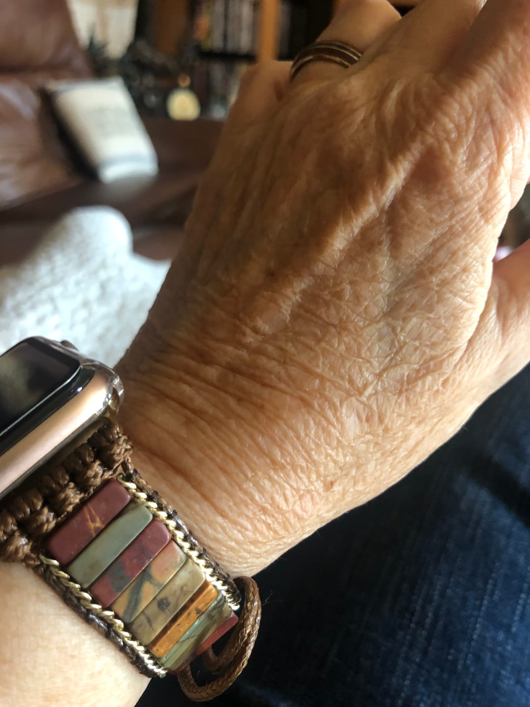 Customer photo review of Delicate Picasso Jasper Apple Watch Strap