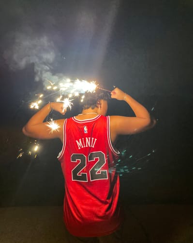 Customer photo review of New Jeans Basketball Jersey // Red and Black