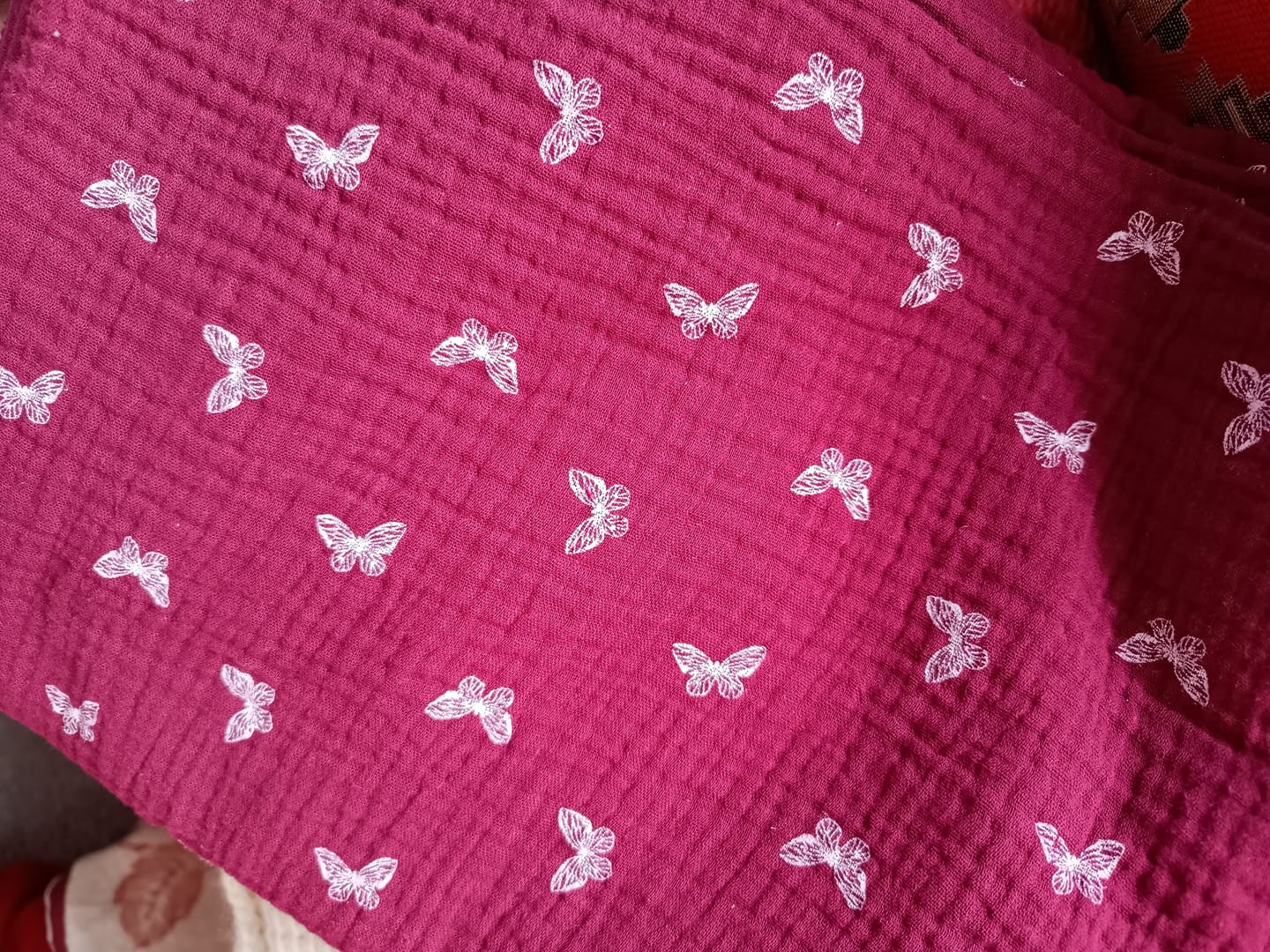 Customer photo review of All Over Butterflies Double Gauze Fabric