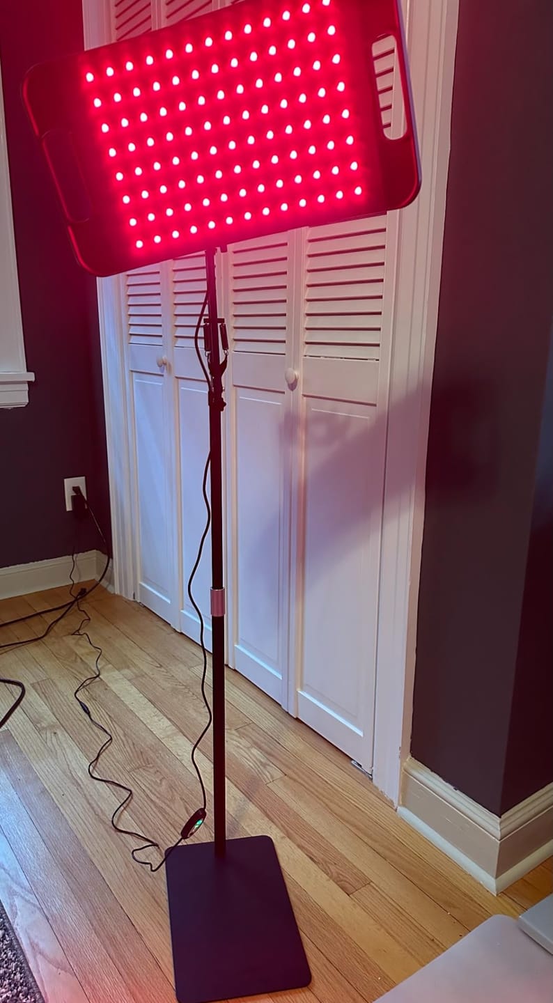 Customer photo review of RLB BlinkRecover - Red Light Therapy Lamp with Stand for Face & Full Body