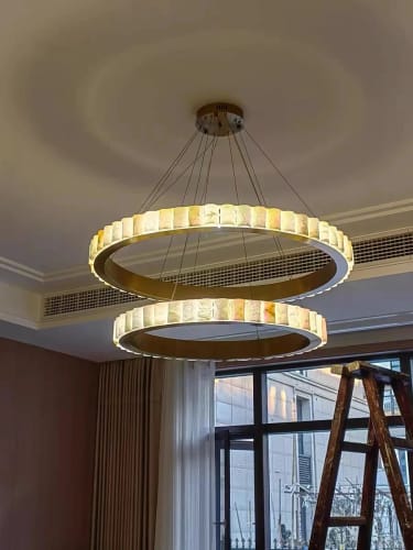 Customer photo review of Avalon Halo Alabaster Chandelier