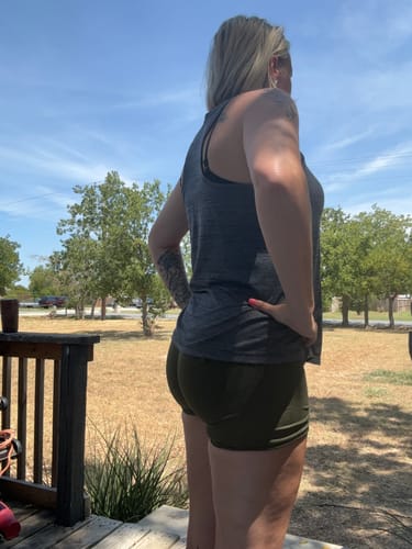 Customer photo review of Reborn Contour Seamless Shorts | Olive Branch