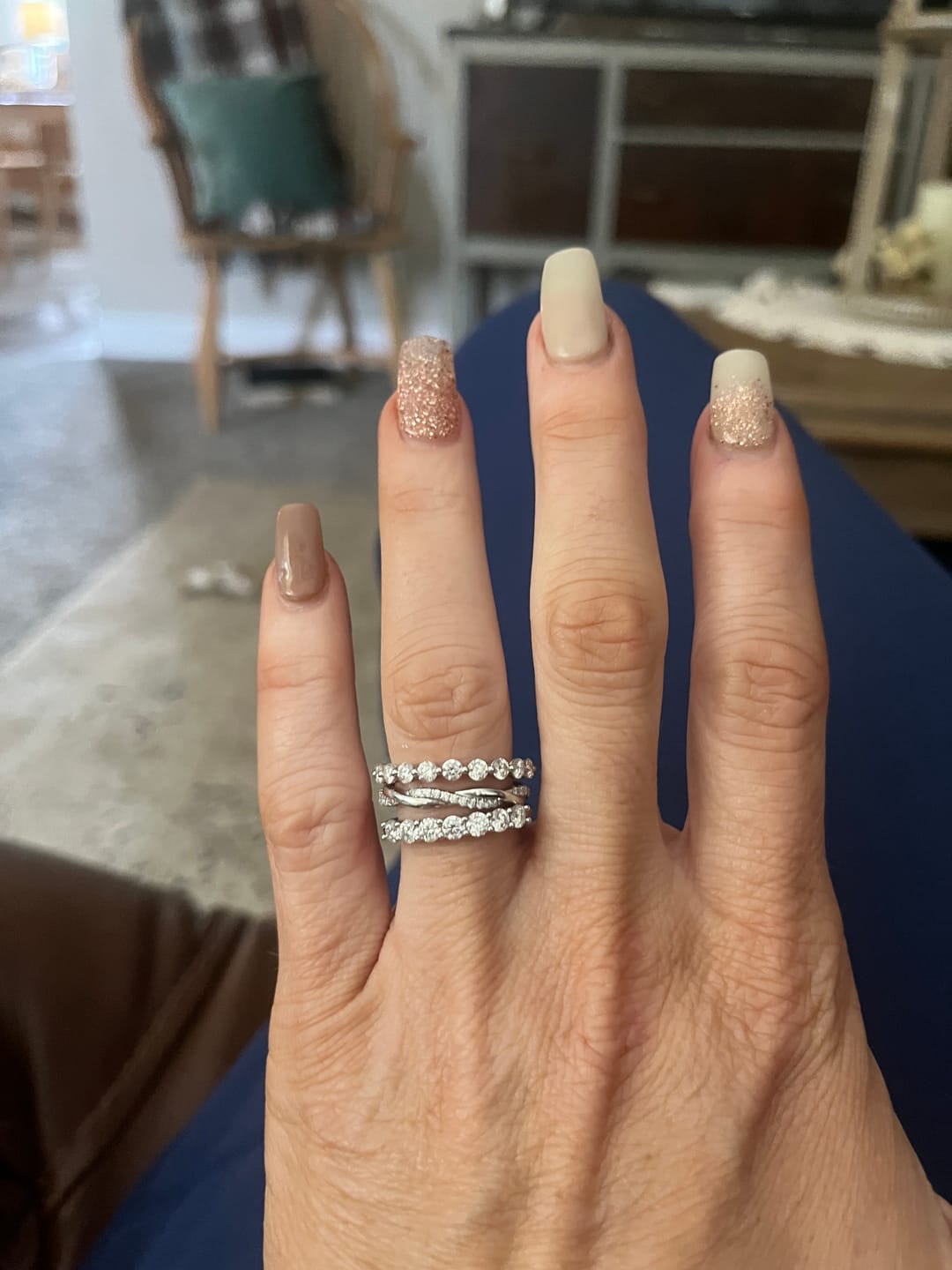 Customer photo review of S925 Moissanite Classic 0.7Ct Round Cut Stackable Wedding Band