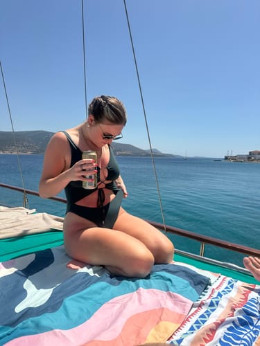 Customer photo review of Carib Tie Front Cut Out One Piece // Eucalyptus Dark Green