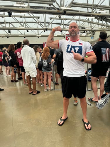 Customer photo review of USA National Team V2 White BJJ - Short Sleeve Rashguard Brazilian Jiu Jitsu