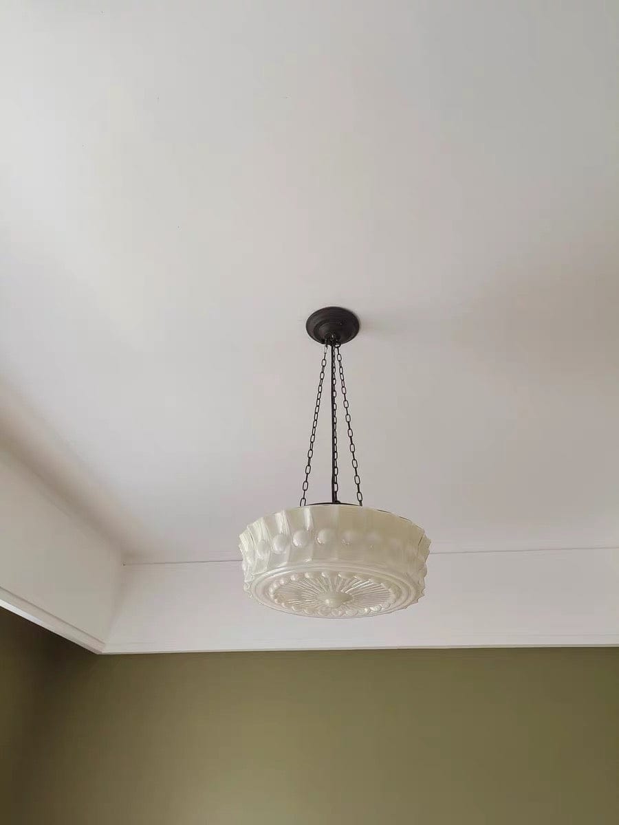 Customer photo review of Vintage 3-Light Ceramic Shade Schoolhouse Pendant Light