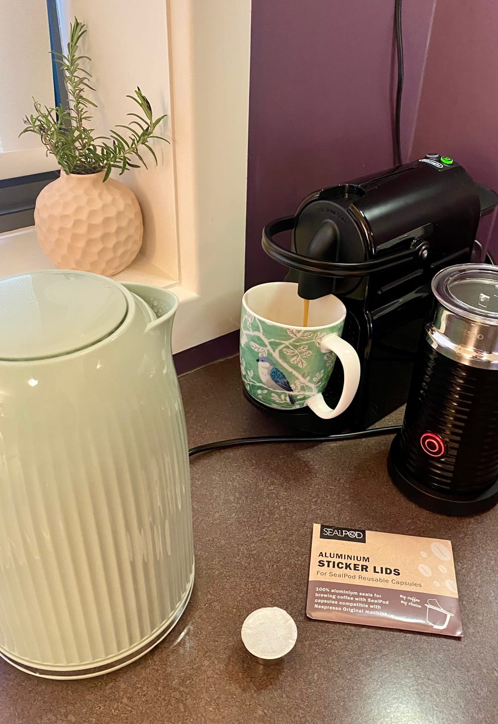 Customer photo review of SealPod Espresso Sticker Lids
