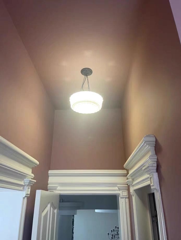 Customer photo review of Vintage 3-Light Ceramic Shade Schoolhouse Pendant Light
