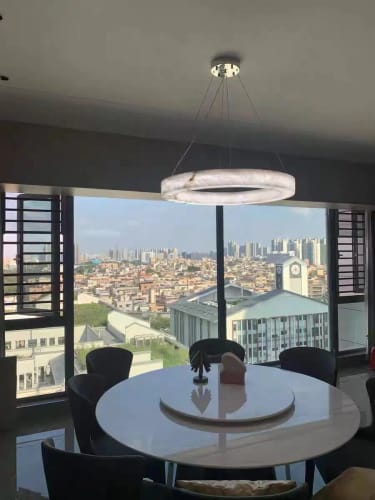 Customer photo review of Marika Alabaster Chandelier