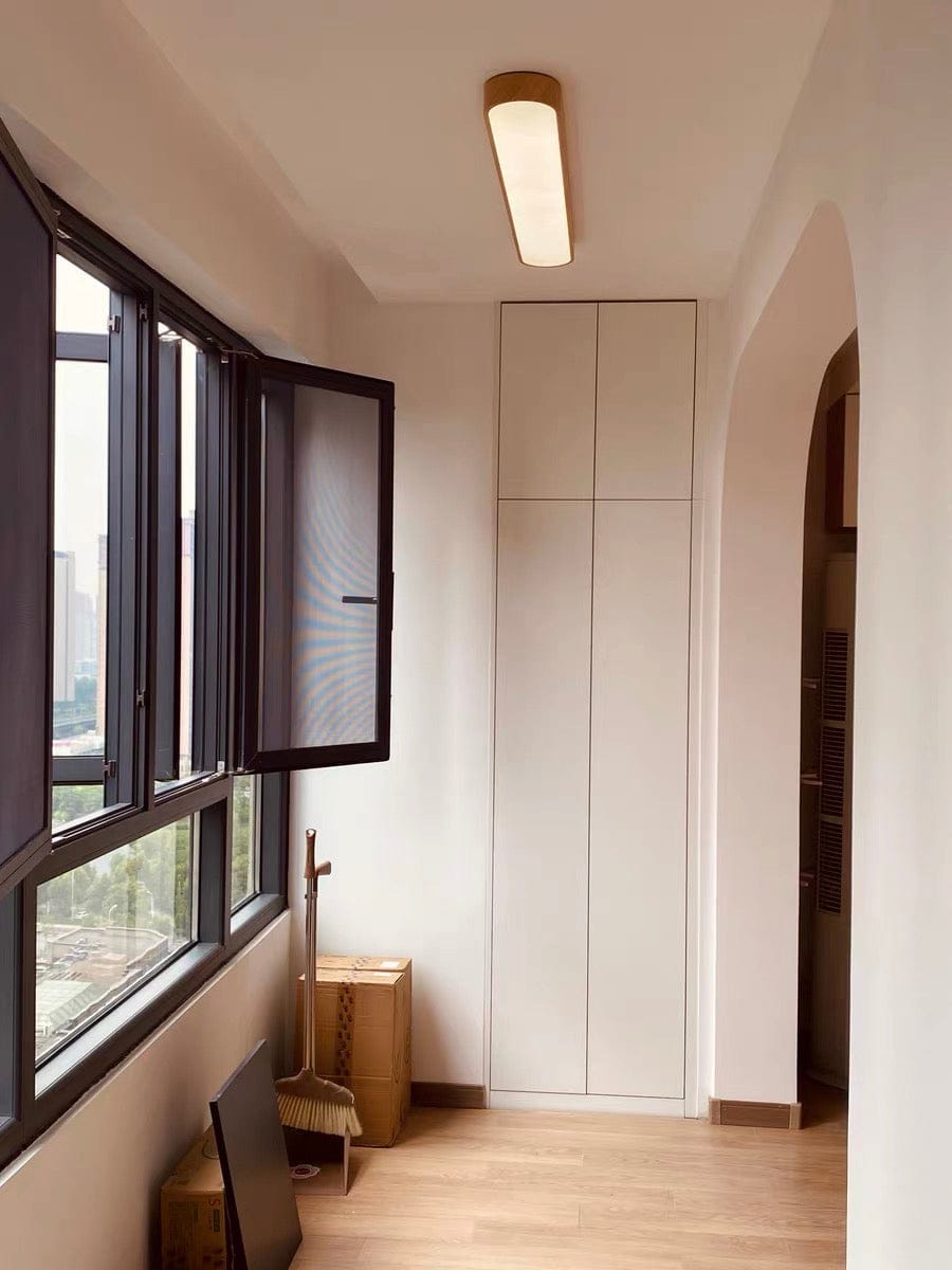 Customer photo review of Nordic 1-Light Oval Shape Led Ceiling Flush Mount With Wood Accent