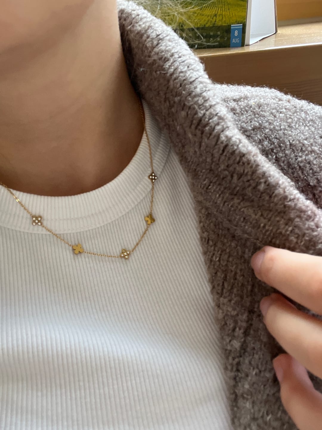 Customer photo review of Pave Flower Kette 14K Vergoldet
