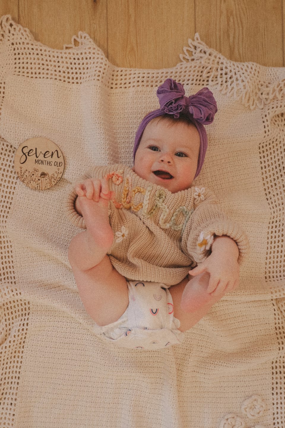 Customer photo review of Ruffled Headband- Bubblegum