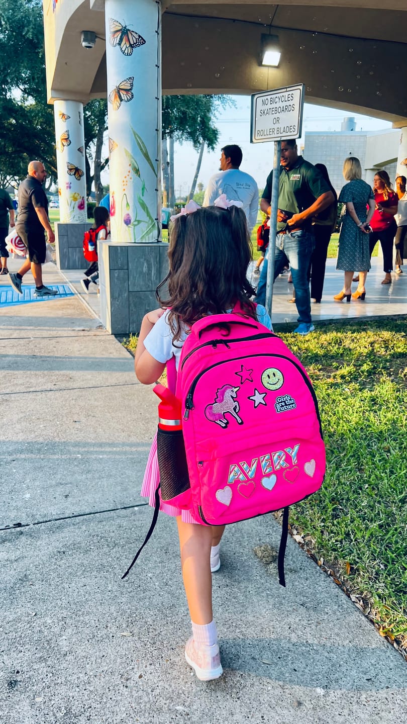 Customer photo review of Add Your Name Unicorn Love Backpack