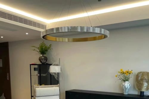 Customer photo review of Avalon Halo Alabaster Chandelier