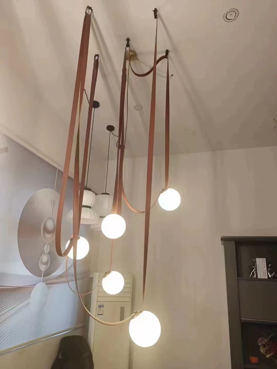 Customer photo review of WOMO Globe Leather Pendant Light-WM2311