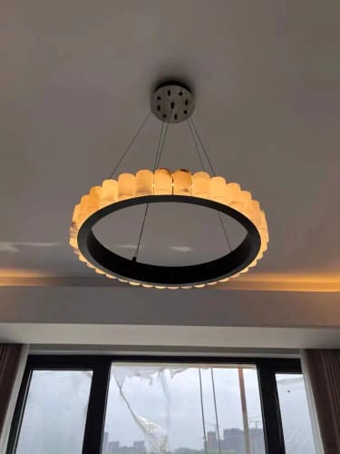 Customer photo review of Avalon Halo Alabaster Chandelier