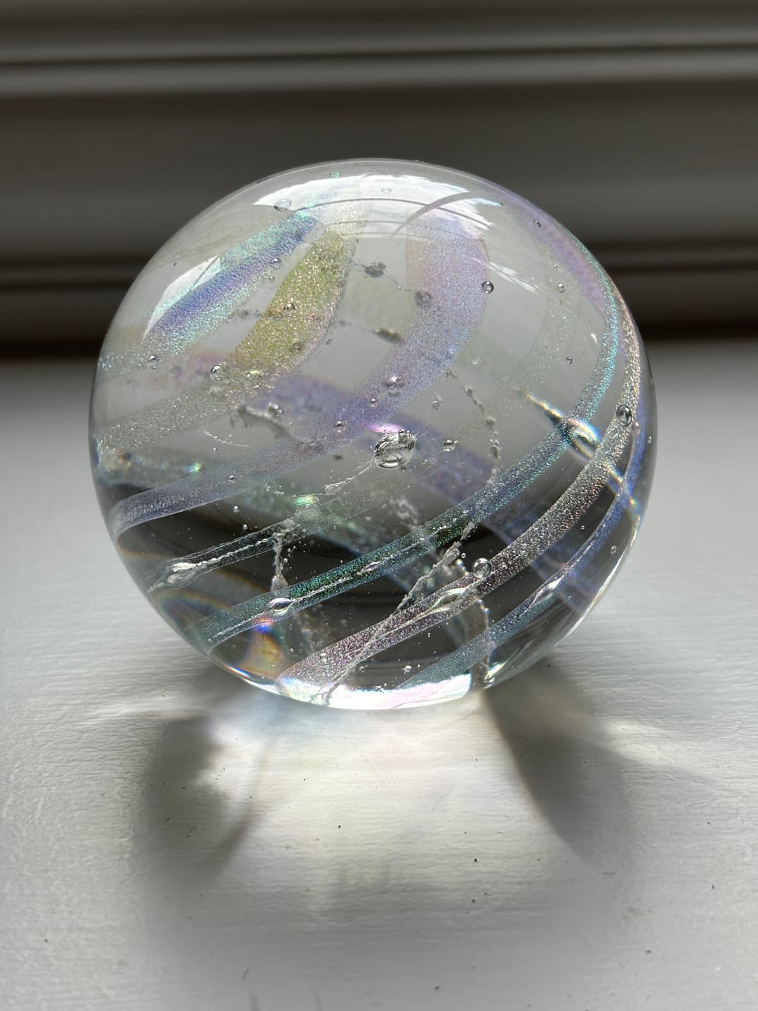 Customer photo review of Dichroic Rainbow Orb with Cremains