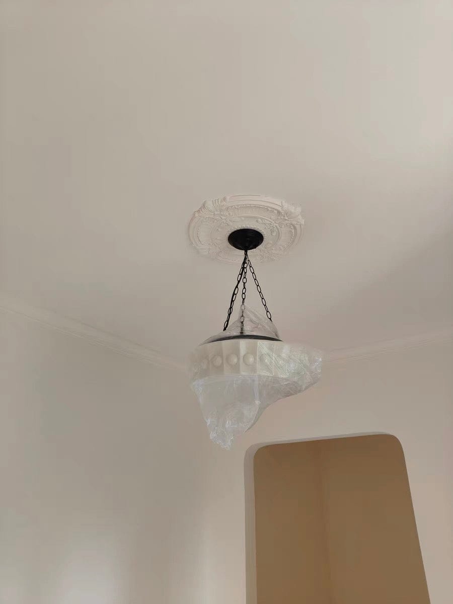 Customer photo review of Vintage 3-Light Ceramic Shade Schoolhouse Pendant Light