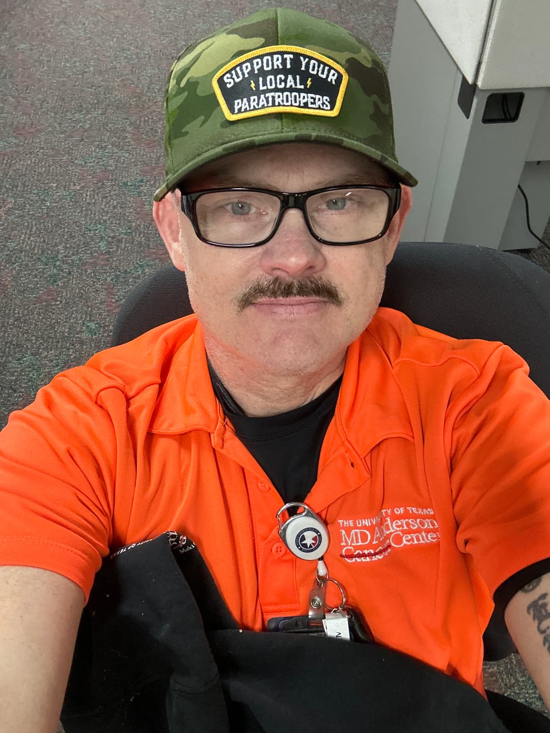 Customer photo review of Support Your Local Paratroopers Patch Flexfit Hat